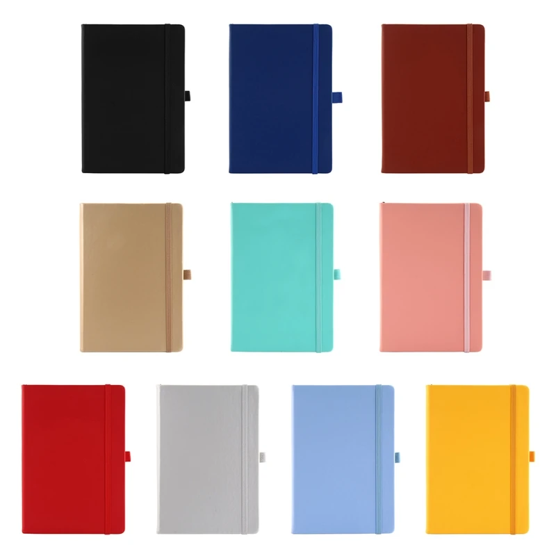 

Solid Color Leather Notebook Eye-caring Papers with Elastic Strap for Kid School