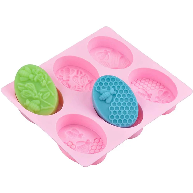 

6 Cavities Honeycomb Soap Molds Bee-shaped Silicone Soap Candle Molds Flowers And Honeycomb-shaped DIY Cake Moulds Baking Moulds