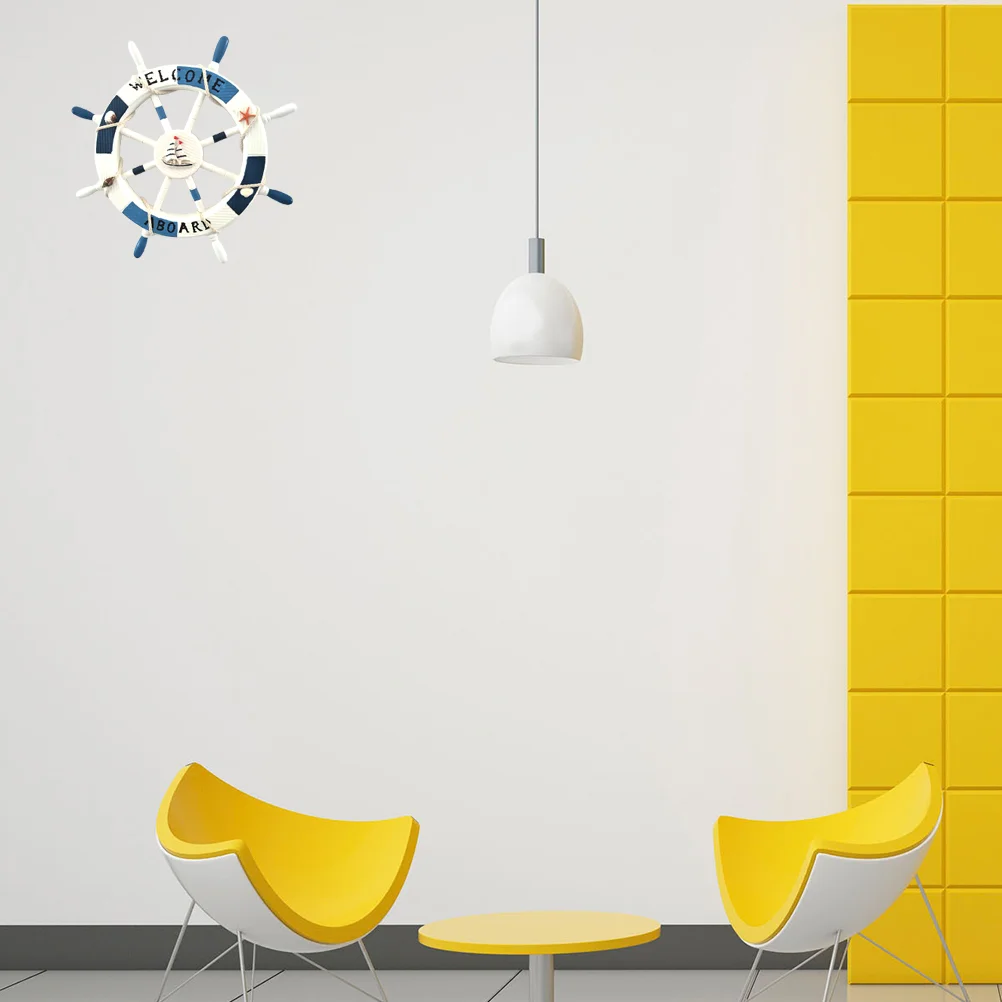 

Decor Nautical Wheel Wall Wooden Mediterranean Ship Beach Ornament Rudder Boat Decoration Hanging Home Steering House Bathroom