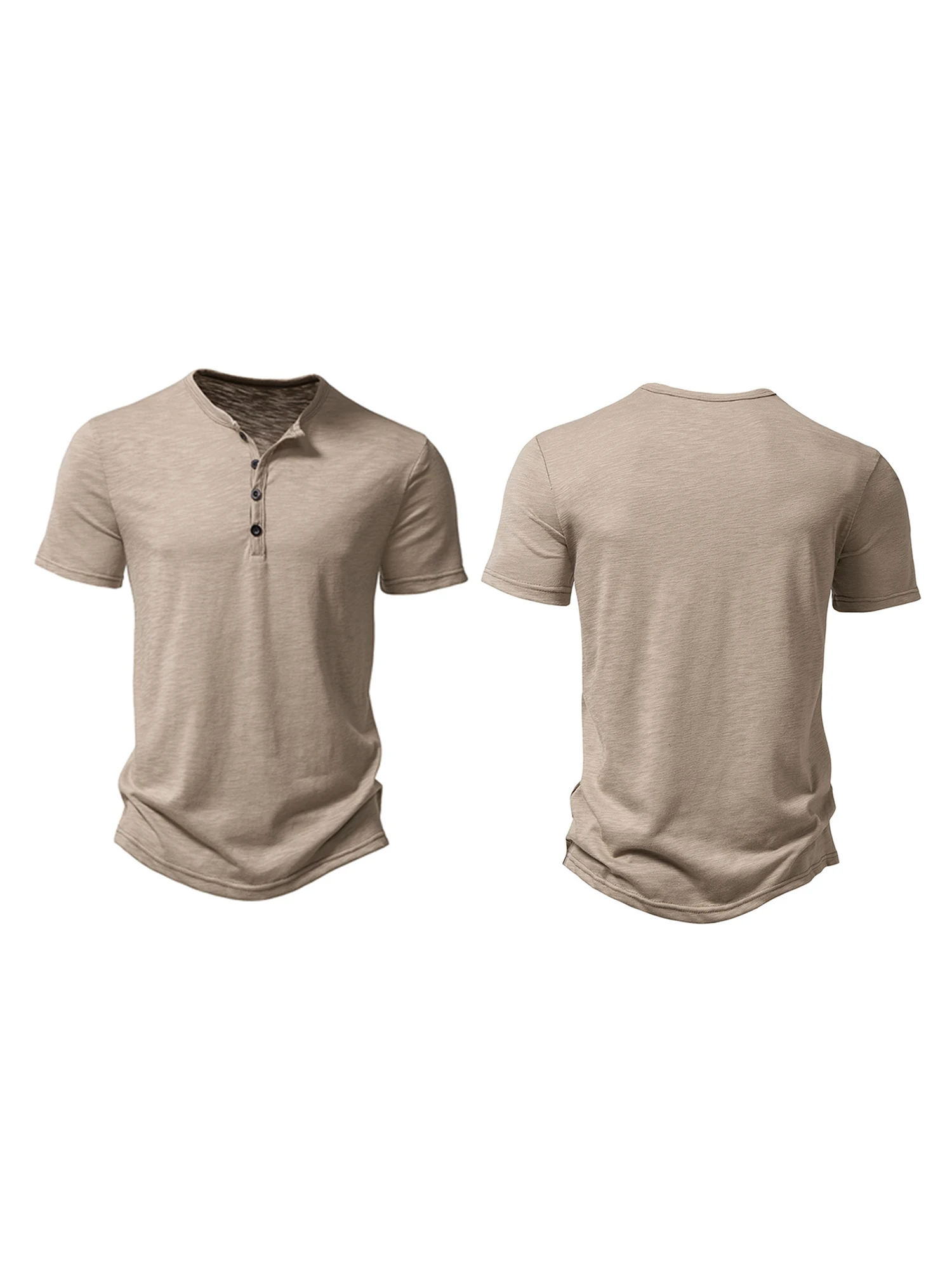 

Мужская однотонная Свободная рубашка с коротким рукавом и круглым вырезом