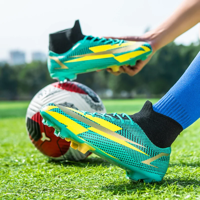 2022 Green FG & TF Professional Field Football Boots Men Women Non-slip Society Men Soccer Shoes Cleats chuteira krampon futbol