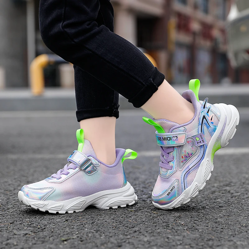 Brand New Girls Cute Running Shoes Purple Pink Casual Student Sneakers Children Comfortable Running Shoes Size 28-39