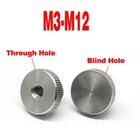304 stainless steel high head knurled nut through hole blind hole large head adjusting step hand screw nut m3 m12