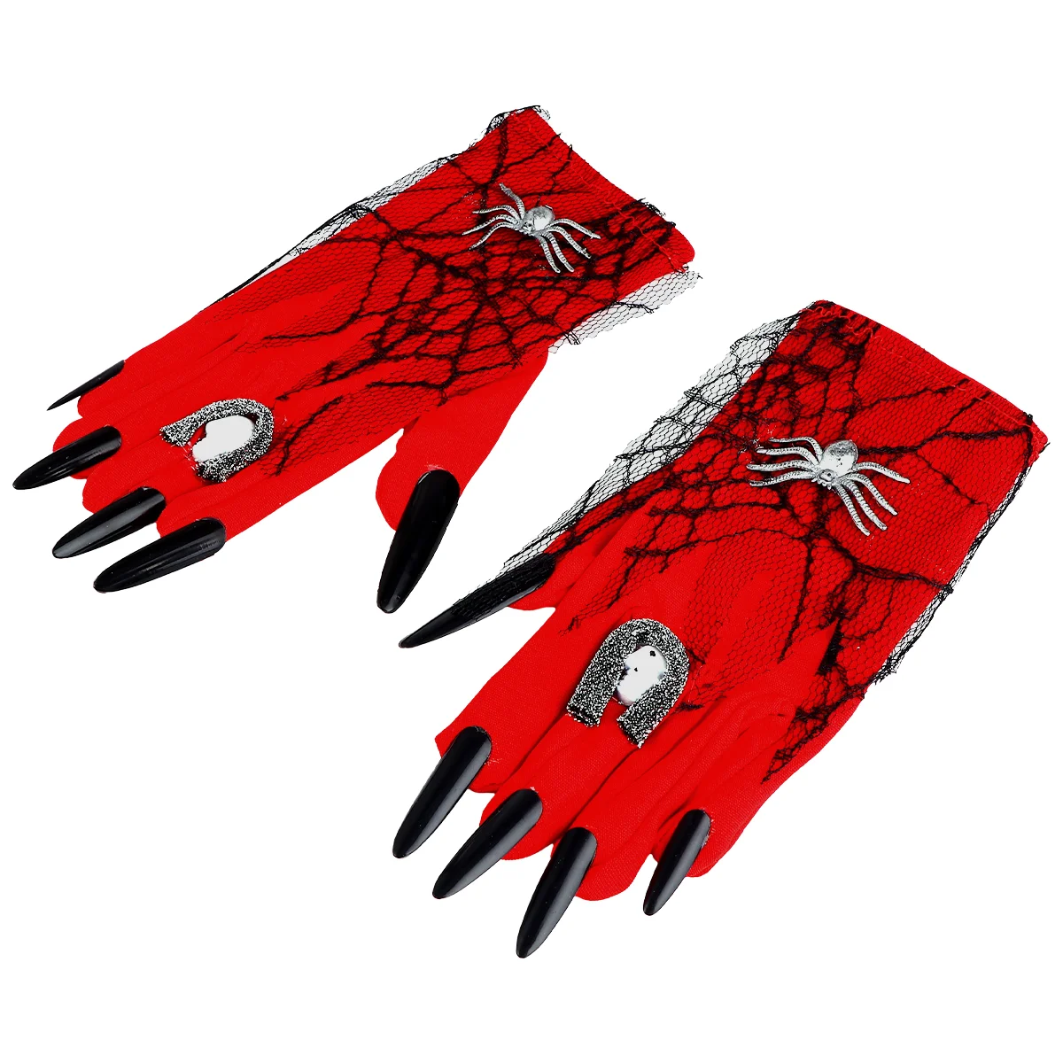 

1 пара коротких кружевных вечеринок на Хэллоуин с ведьмой и когтями (красный)