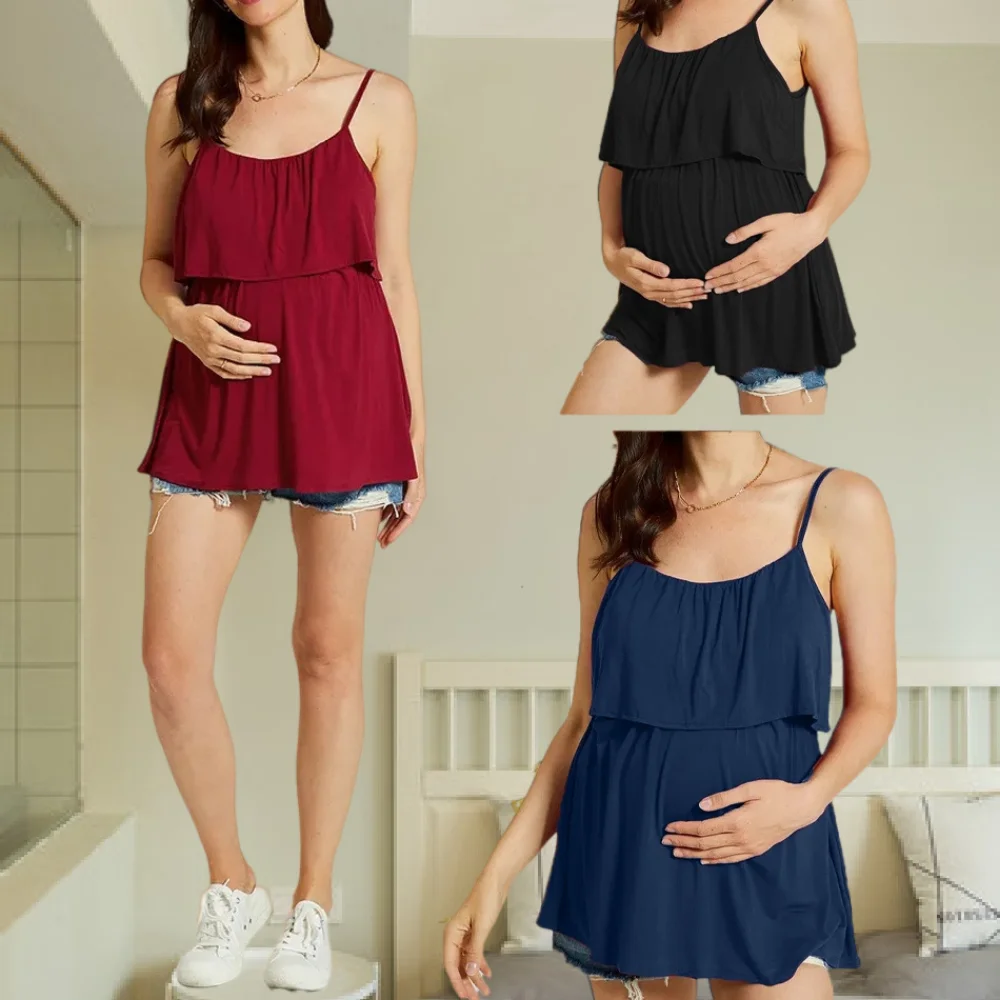 Pregnancy Women Tops Summer Maternity Vest Nursing Tops Pregnancy Sleeveless Breastfeeding T-Shirt Fashion Pregnancy Clothing