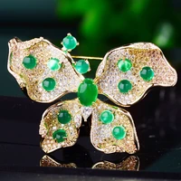 2022 new emerald butterfly zircon brooch elegant atmosphere butterfly clothing cheongsam suit jacket sweater accessories