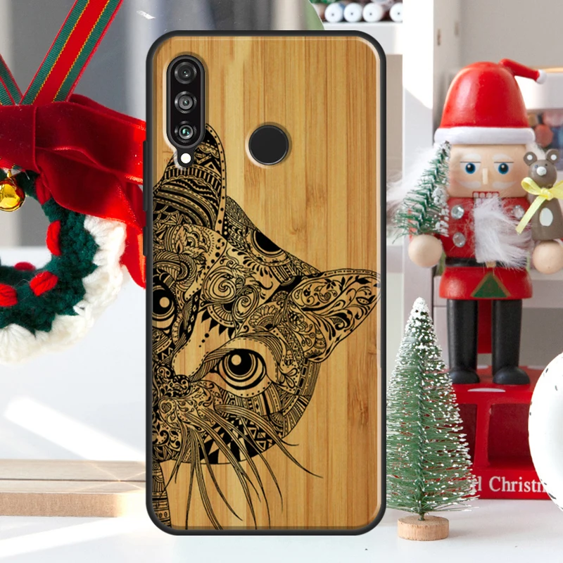 Фото Чехол из натурального бамбукового дерева с животным принтом для Huawei Nova 12i 11i 8i 12s Y73 Y72 Y61 Y91 Y90 Y70 Y60 9 10 SE P60 Pro P30 P40 Lite №5