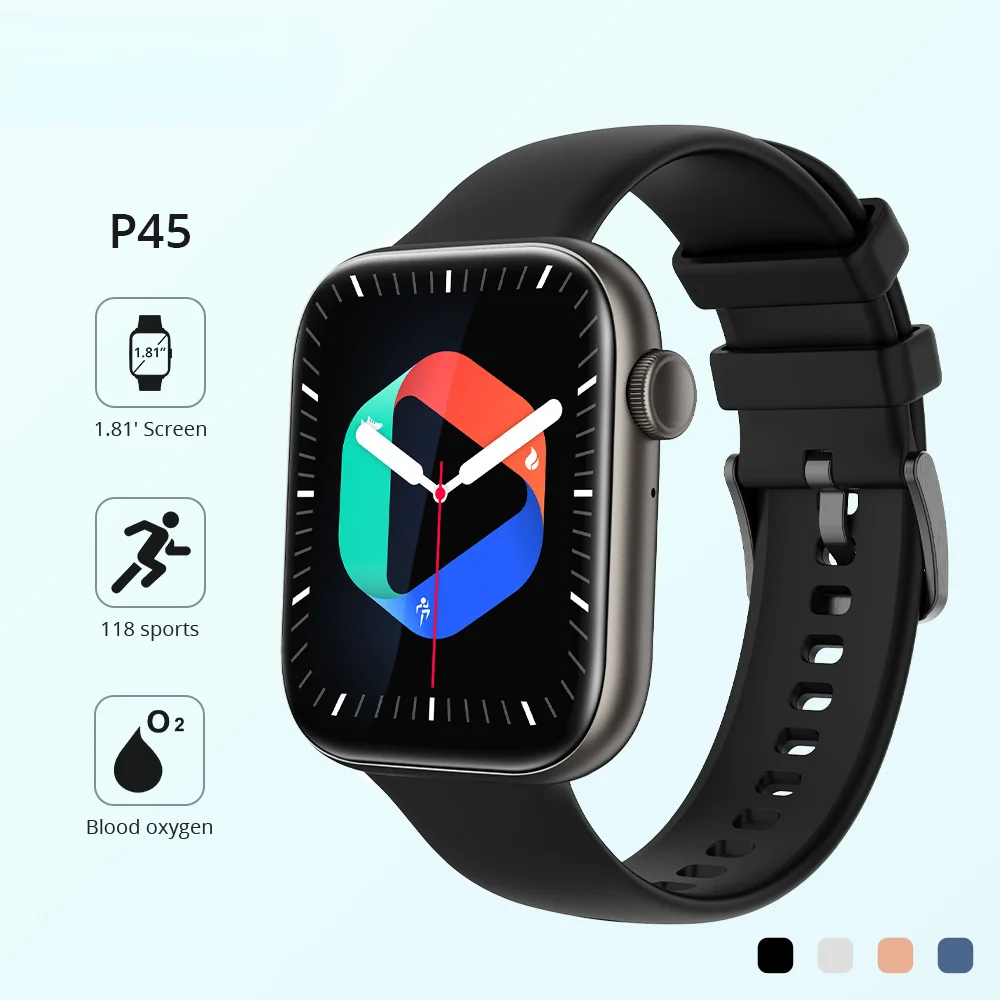

2023 New P45 1.81 Inch Bluetooth Calling Smartwatch Men Support 118 Sports Women Smart Watch Free Shipping Best