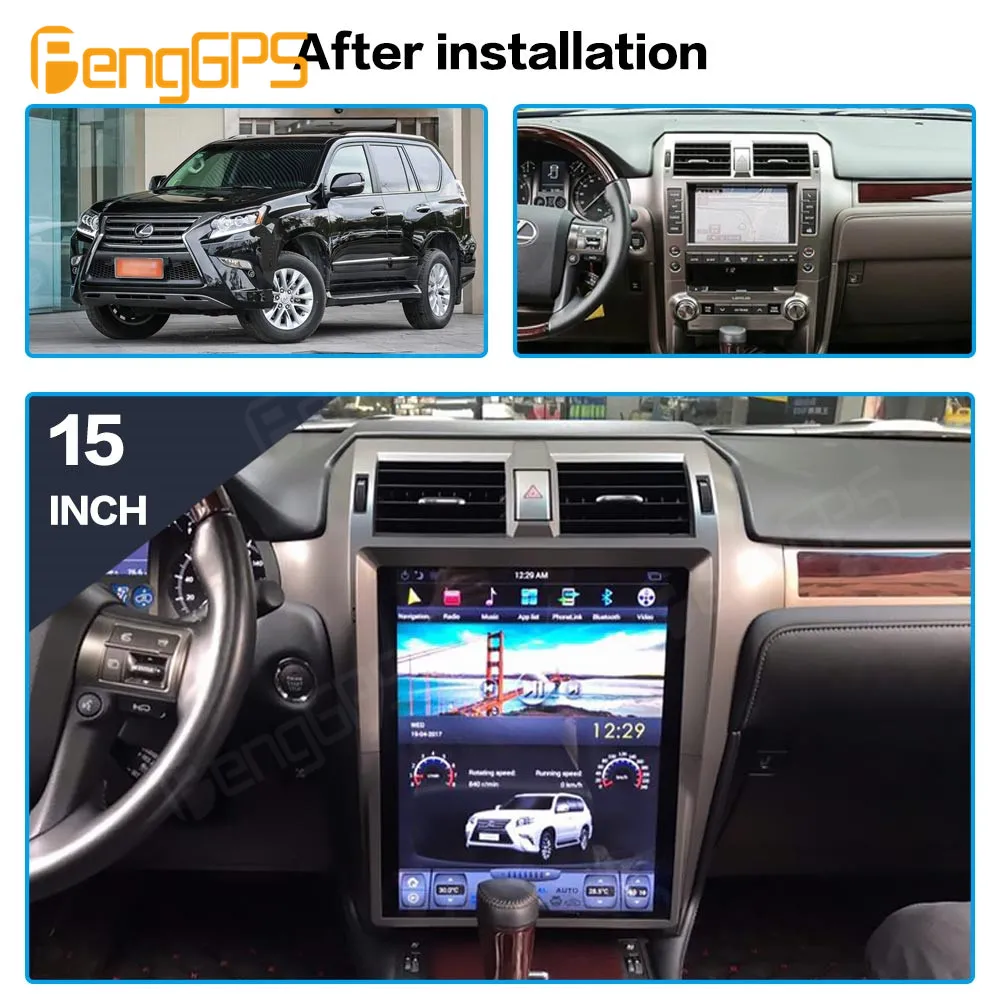 Автомобильный радиоприемник для Lexus GX400/460 2010-2019 15 дюймов Android 11 Qualcomm CarPlay