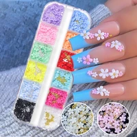 3d acrylic flower nail art decorations gold silver beads color change nails charms luxury rhinestones supplies accessories