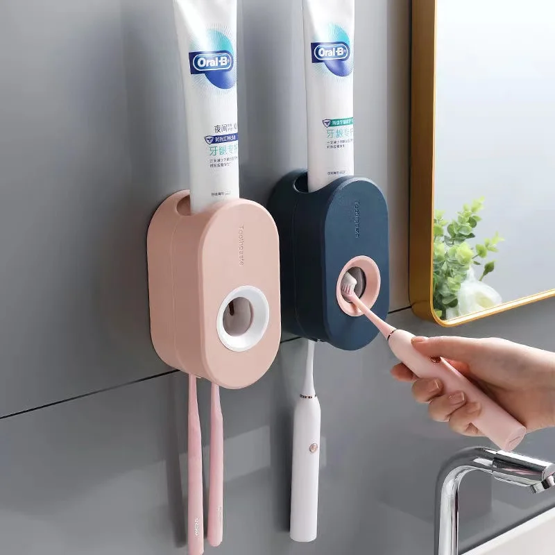 

Adhesive Automatic Toothpaste Squeezer Wall-mounted Toothpaste Dispenser Holder Toothbrush Holder Bathroom Accessories