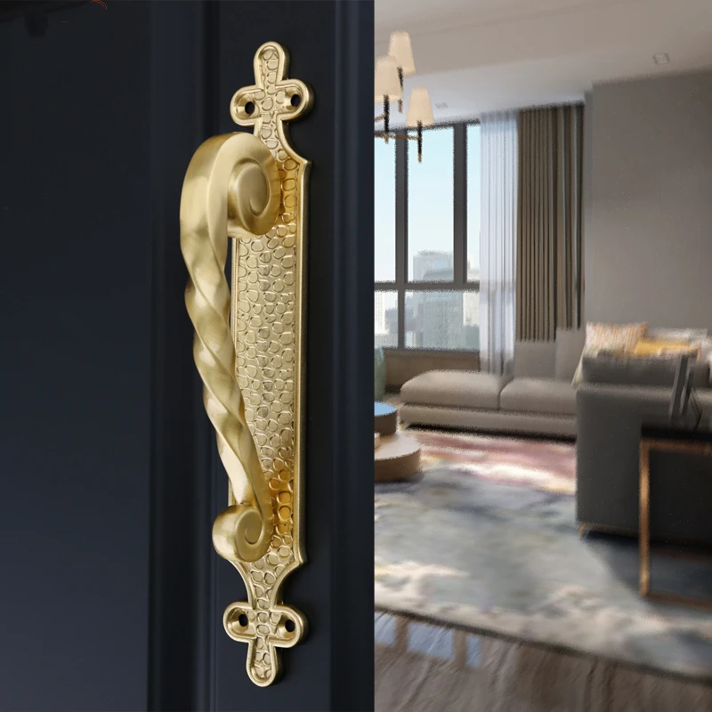 

Brass door handle Hotel European-style retro surface-mounted bedroom glass door armrest wooden door open Chinese door handle