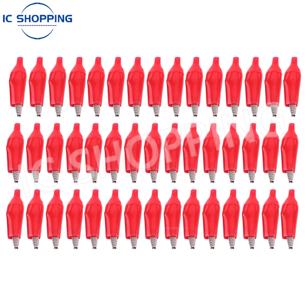 

50pcs Metal Alligator Clip G98 Crocodile Electrical Clamp Testing Probe Meter Black Red with Plastic Boot Car Auto Battery