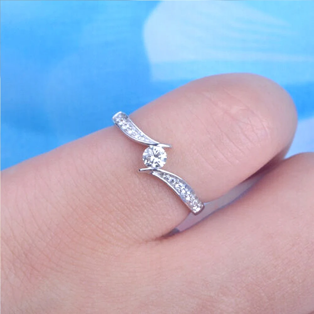 

CAOSHI Dainty Lady Engagement Rings with Brilliant Zirconia Timeless Jewelry for Wedding Ceremony Delicate Design Accessories