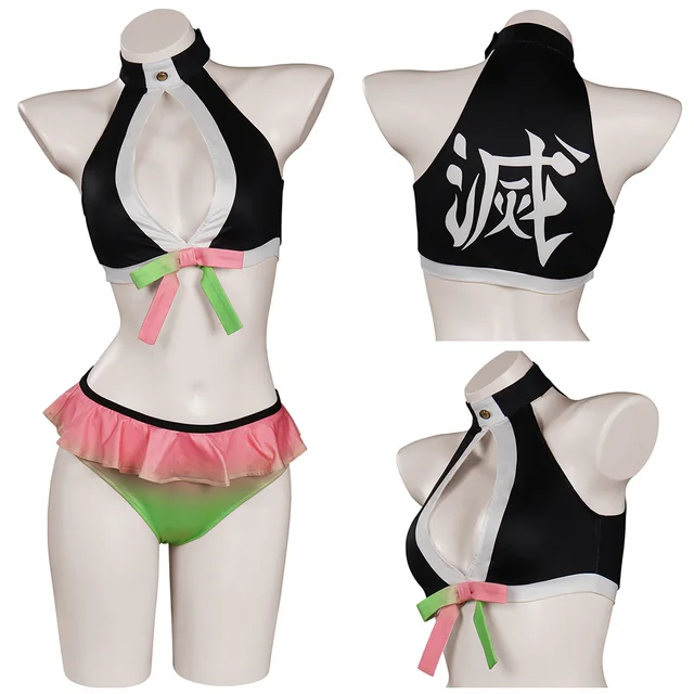 Demon Slayer Kanroji Mitsuri Sexy Swimsuit Cosplay Costume Swimwear Outfits Halloween Carnival Suit 1