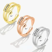 gold color anxiety rings for women fidget fashion spinner ring relieving stress worry peace rotate ball 2022 trendy new jewelry