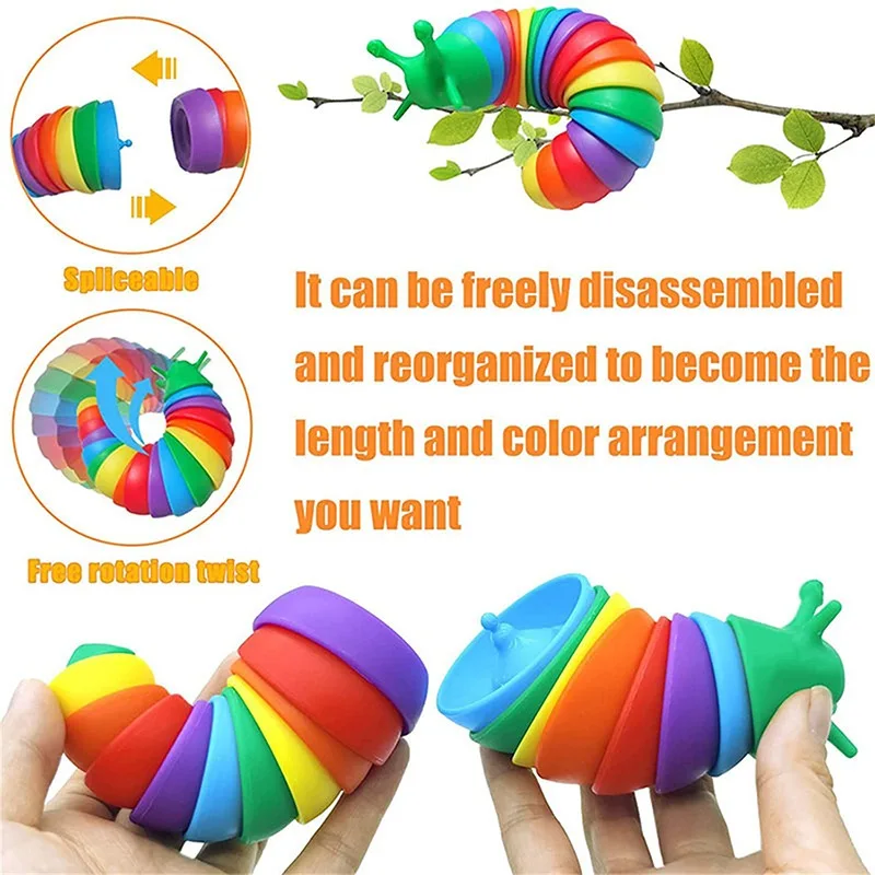 

Funny Fidget Slugs Articulated Sensory Slug Toy Realistic Worm Caterpillar Fidget Toys for Kids Adults ADHD Autism Stress Relief