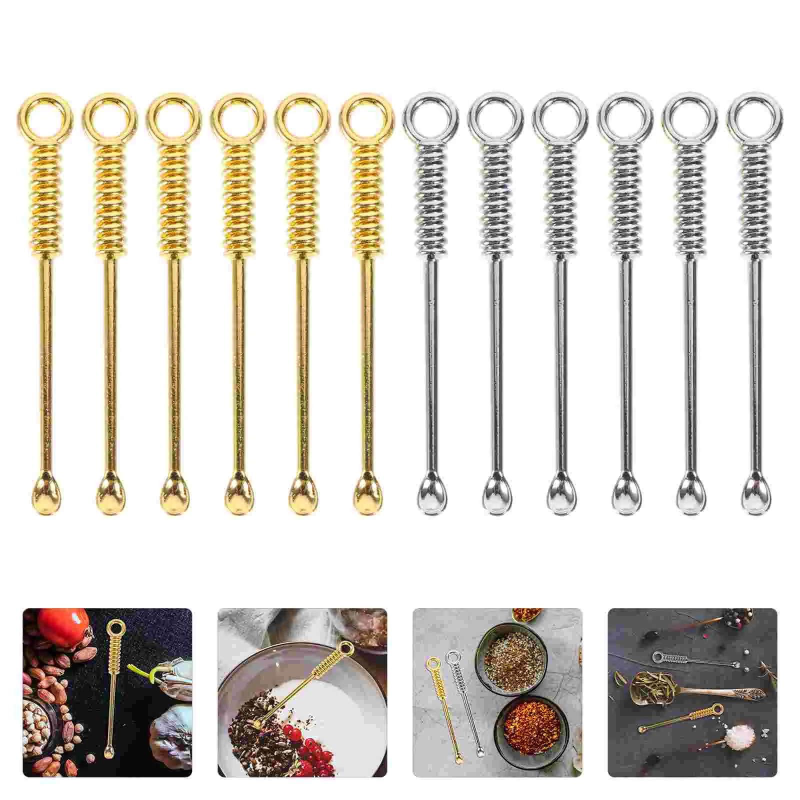 

Spoon Mini Scoop Tiny Scoops Measuring Spoons Pendant Metal Micro Filling Vials Gold Scooper Pendants Sampling Set Teaspoon