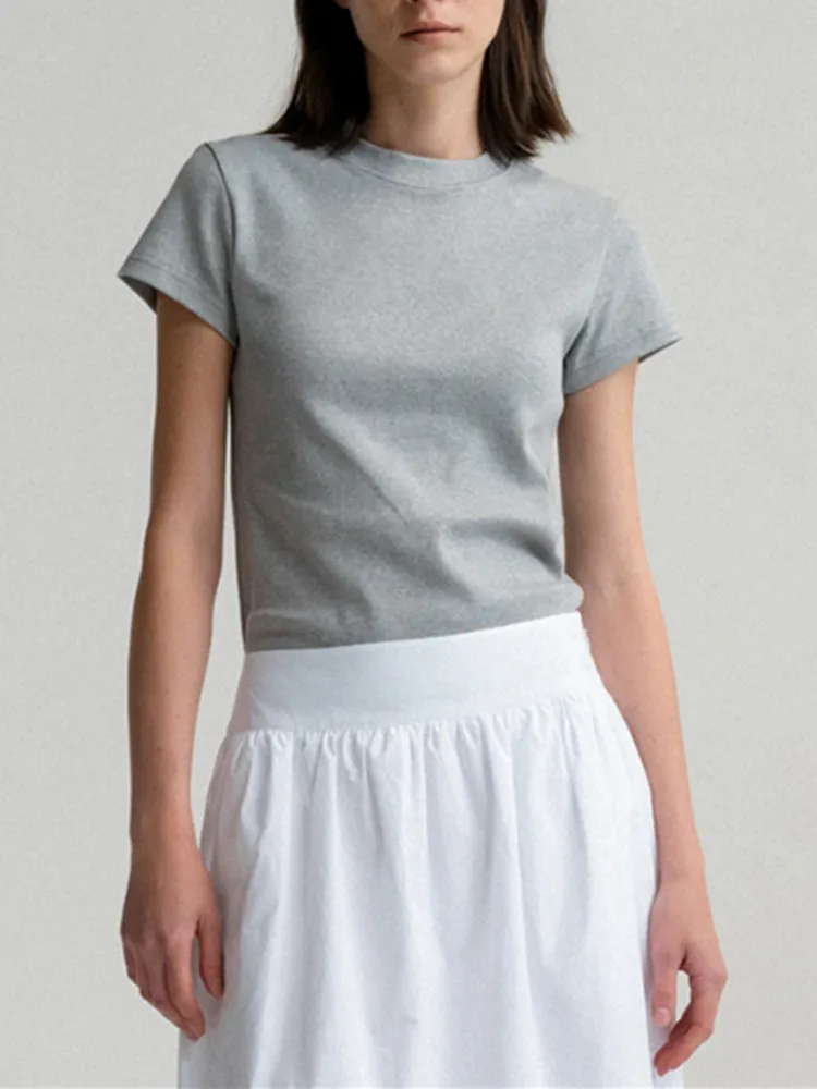 

Women Solid Color T-Shirt Summer New Ladies Short Sleeve Slim Tee Top 2 Colors