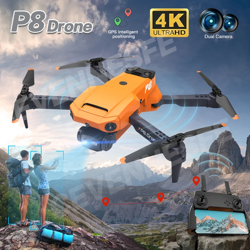 2022 New P8 Drone 4K With ESC HD Dual Camera 5G Wifi FPV 360 Full Obstacle Avoidance Optical Flow Hover Foldable Quadcopter Toys