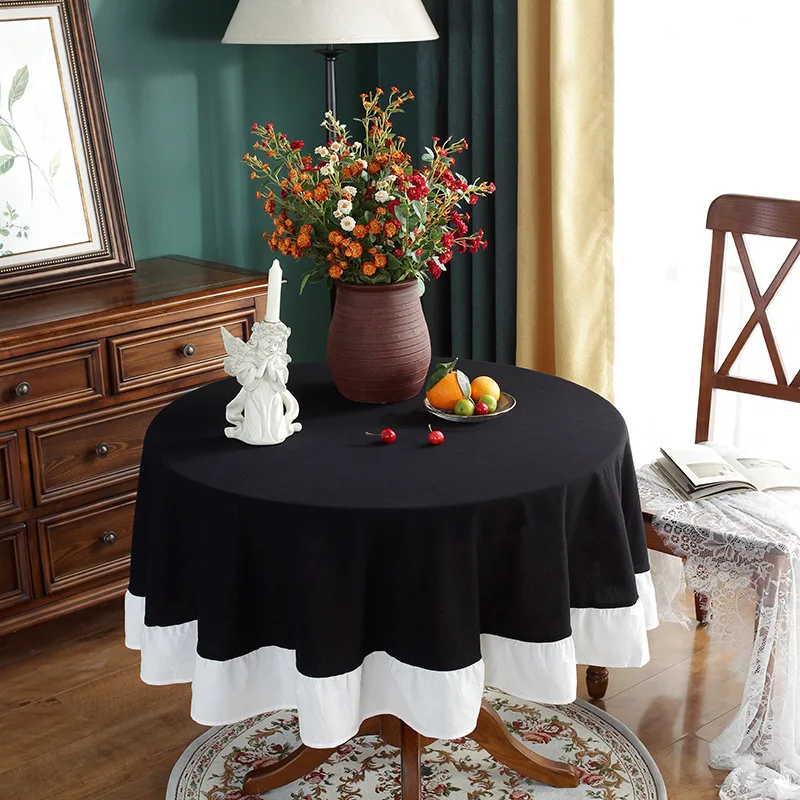 

Round Tablecloth Linen Waterproof Rectangular Dining Table Cover Cabinet Coffee Table Cover 2022 Ramadan Tablecloth Decoration