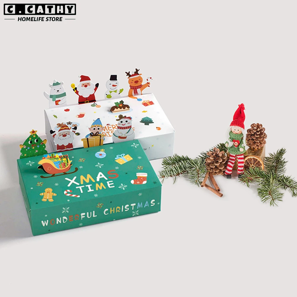 

10pcs Merry Christmas Candy Gift Box Cartoon Cookie Chocolate Packing Box Party Decoration Xmas New Year