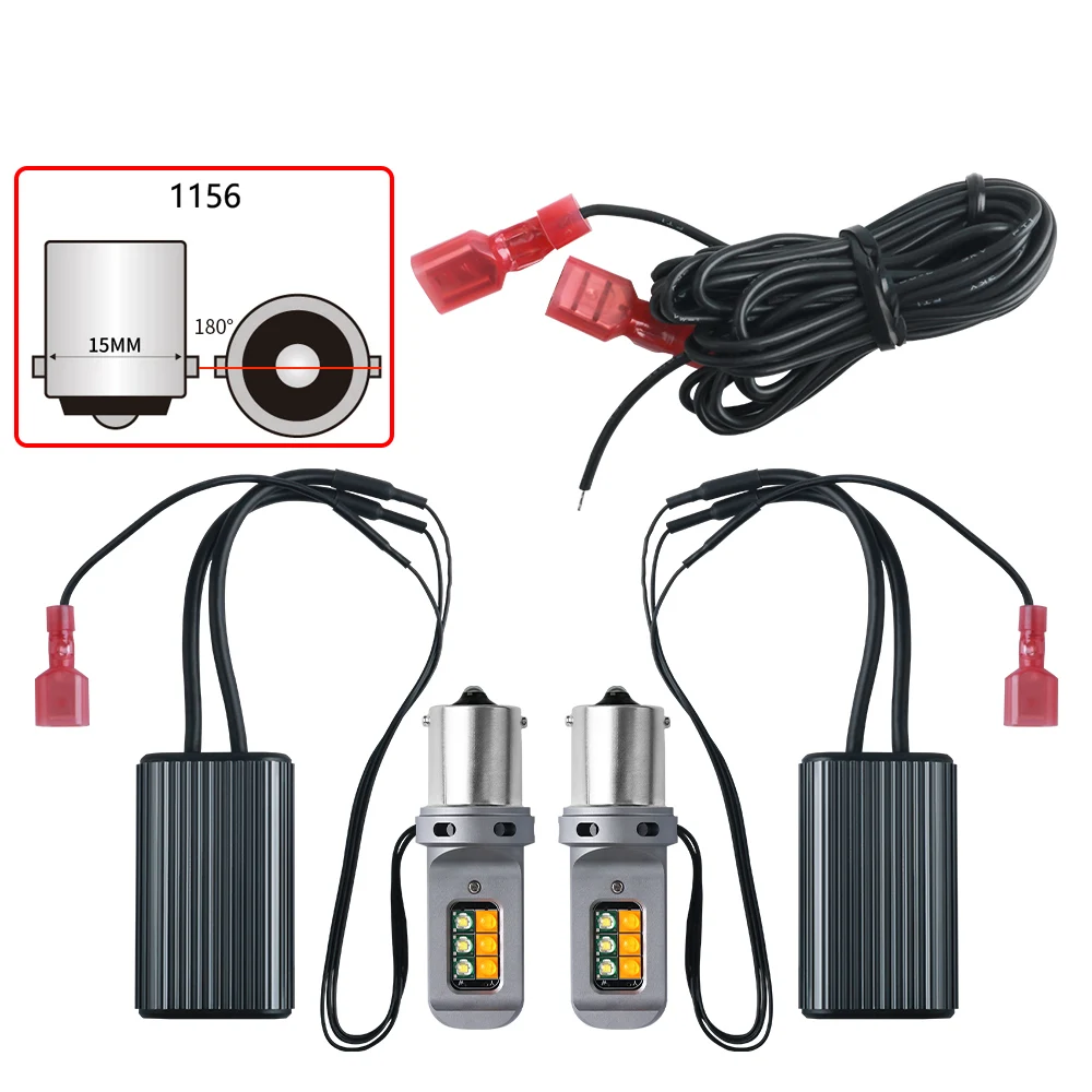 

2X LED 1156 BA15S P21W Canbus Желто-белые Двухцветные Автомобильные Указатели Поворота 7440 W21W T20 BAY15S PY21W Дневные Ход...