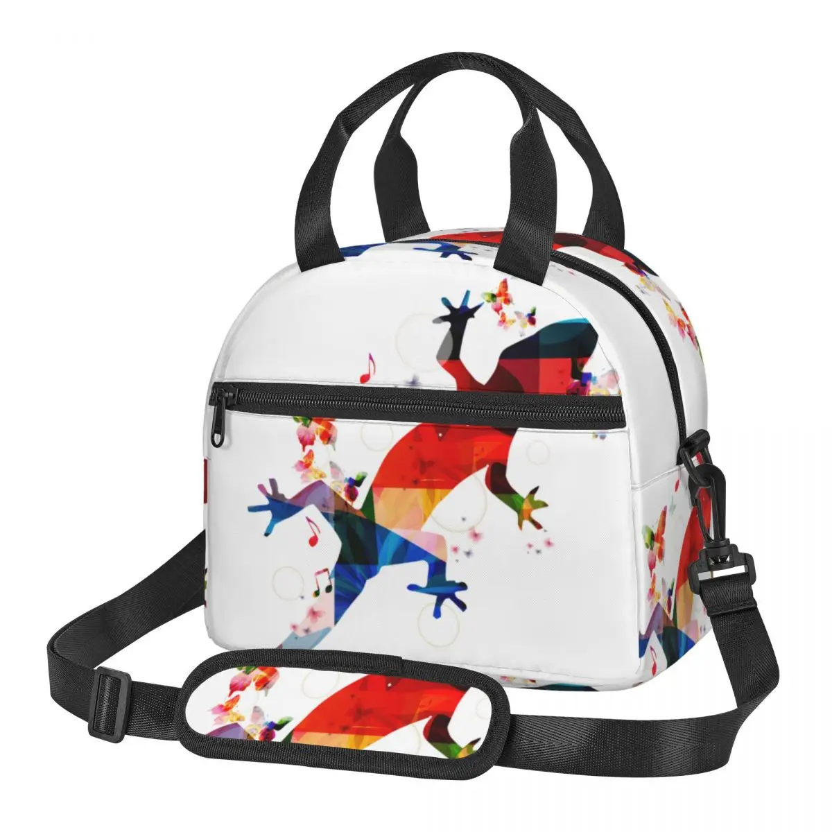 

Portable Lunch Bag Colorful Gecko Print Insulated Cooler Bag Thermal Food Picnic Lunch Bag for Women Kids