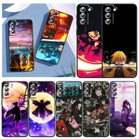 phone case for samsung s22 s21 s20 fe ultra pro lite s10 5g s10e s9 s8 s7 plus edge anime art demon slayer black cover