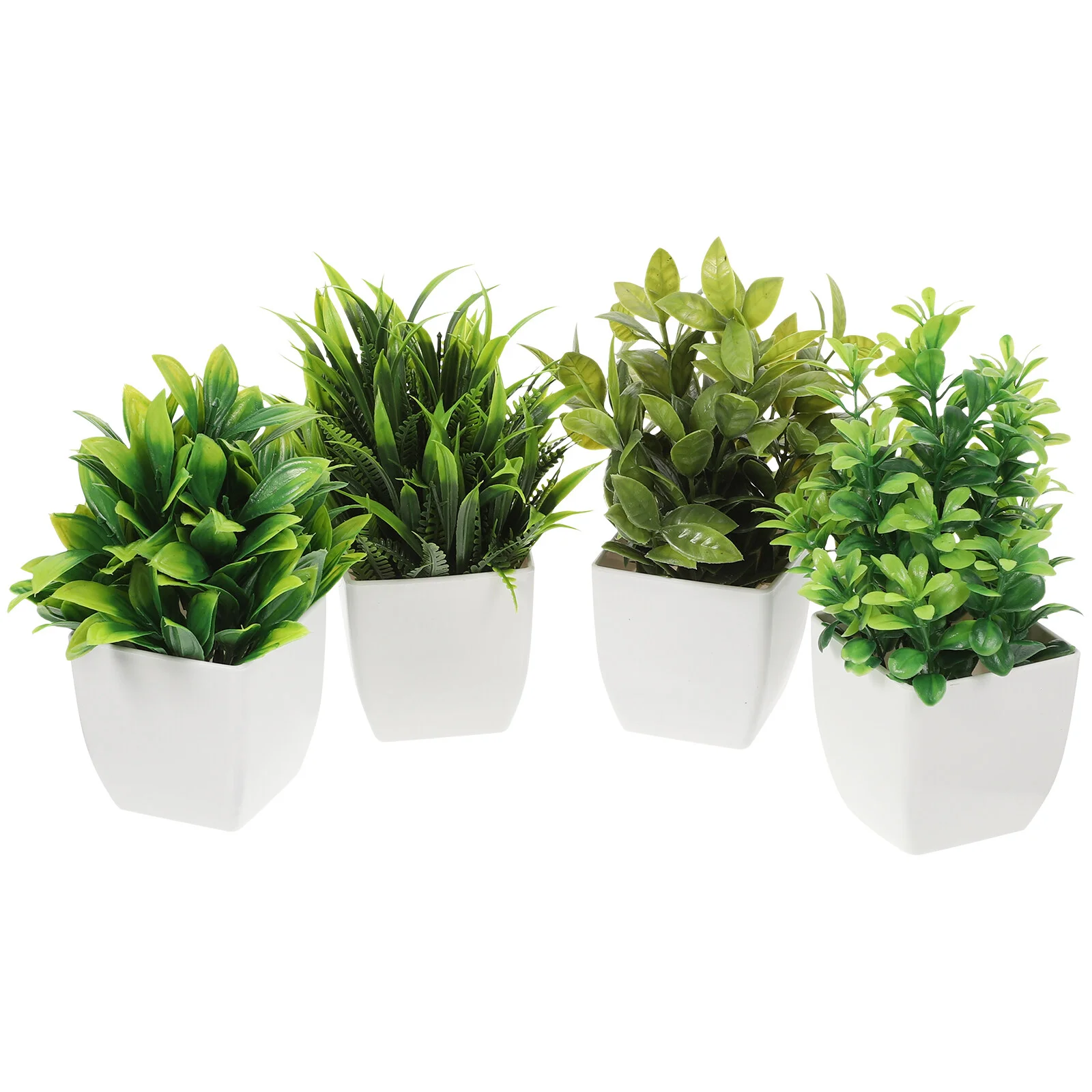 

4 Pcs Artificial Potted Bonsai Figurine Desk Fake Faux Plants Indoor Greenery Household Decor Table Office Home