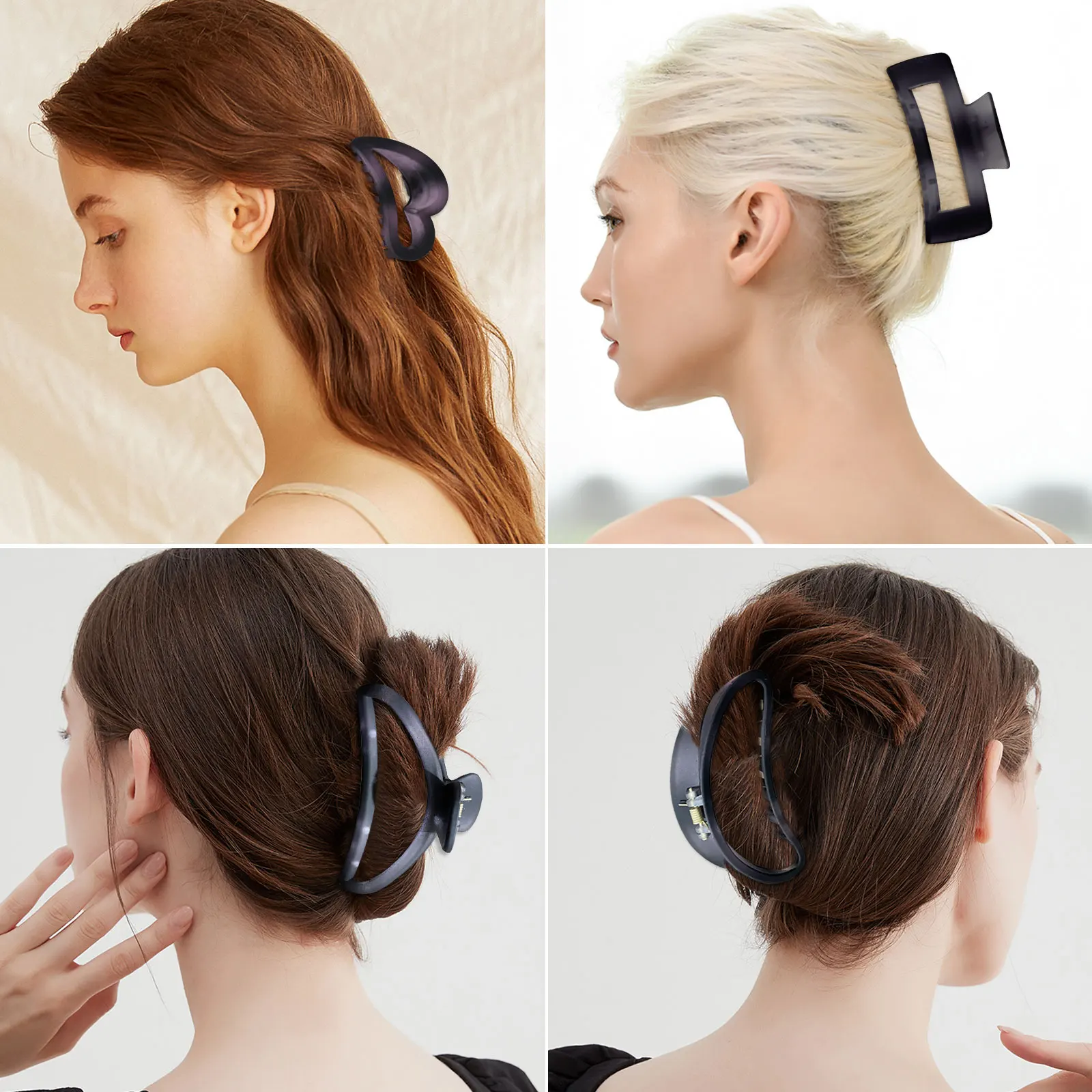 

2022 Fashion New Women Extra Large Hair Claw Clip Crab Barrette Matte Grey Clips Barrettes Jewelry Accessories Gift Headwear