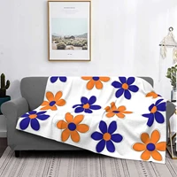 blue and orange flowers school colors super warm soft blankets throw on sofabedtravel u of i university of illinois uiuc