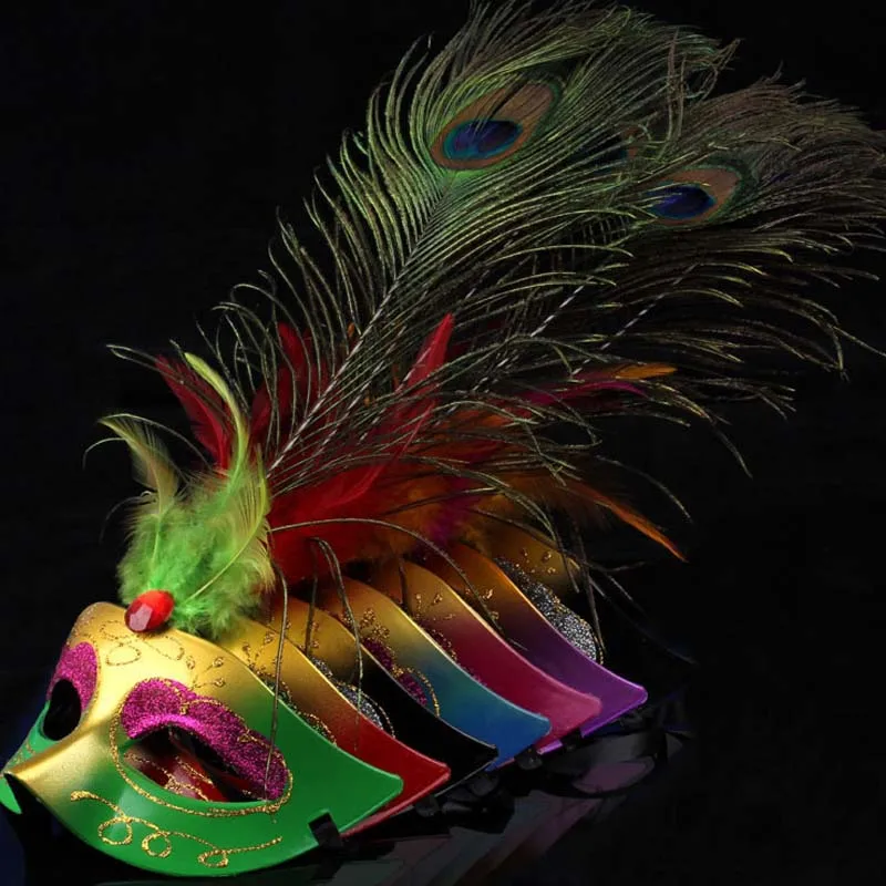 

10pcs Mardi Gras Masks Feathers For Adult Men Women Girls Costume Mask for Masquerade Festival Wedding Party Birthday Halloween