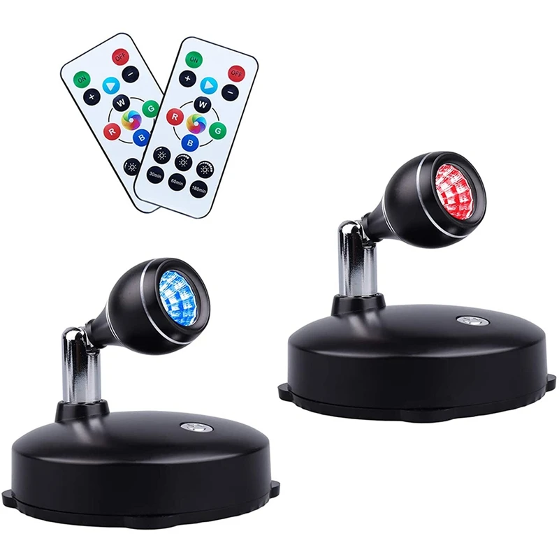 

Hot-LED Spot Light,Battery Operated Led Light With Remote,RGB Wireless Spotlight Dimmable Accent Lights For Lighting(2 Pack)