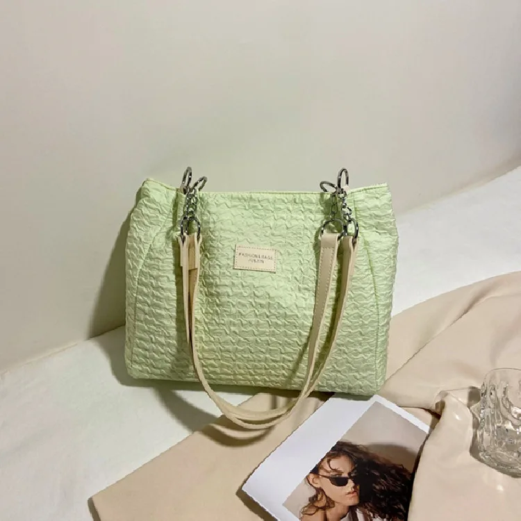 

Women Nylon Travel Bag Solid Color Designer Ladies Casual Handbag Shoulder Bag Large Capacity Cotton Reusable Shopping Beach Bag