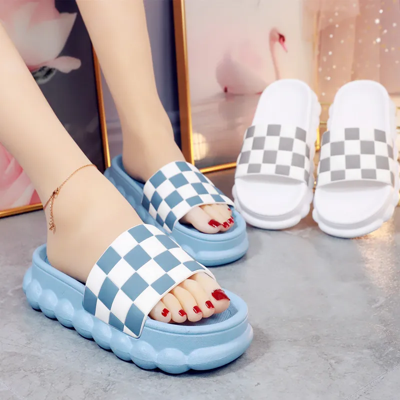 

Slippers Women Summer Shoes Low Pantofle Slides Massage 2022 Soft Flat Basic Concise Fabric Casual Rome Rubber PU Hoof Heels