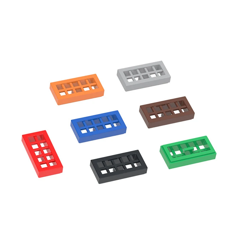 Фото MOC, 10 шт., 2412, 3069, специальный конструктор с решеткой радиатора, 1x2, строительные блоки с сеткой, дом, замок, идея частиц, игрушки, подарки для детей на день рождения №2