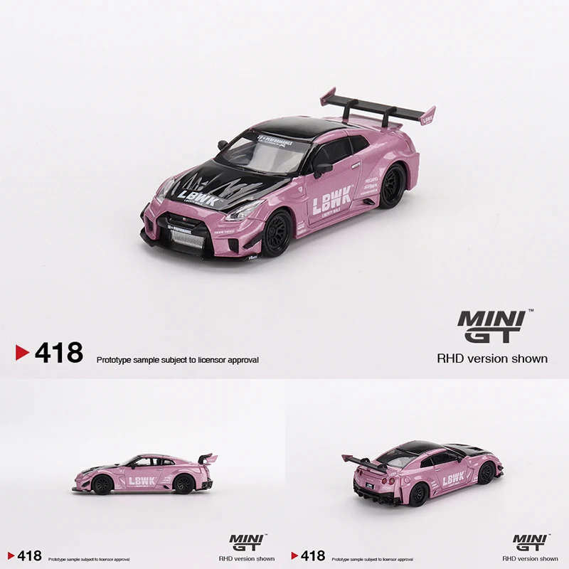 

MINI GT 1:64 LBWK GTR R35 V2 страстная розовая коллекция моделей автомобилей, миниатюрные игрушки для автомобилей 418