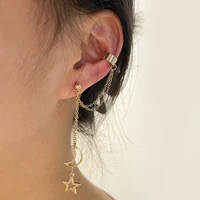 new style non pierced ear clips creative retro simple alloy metal ear clips five pointed star earrings female