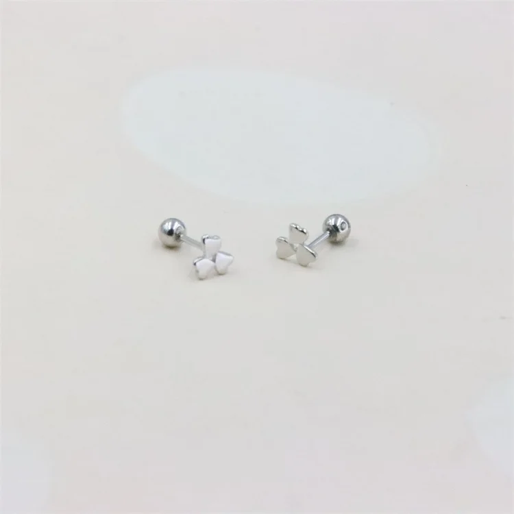 

ZFSILVER 100% Sterling 925 Silver Fashion Cute Heart Windmill Screw Ball Stud Earring For Women Charm Jewelry Accessories Gifts