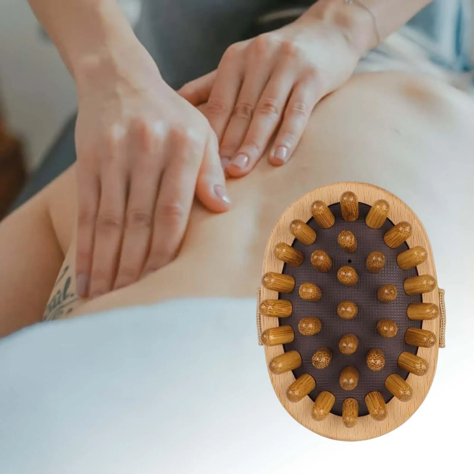 

Wooden Massager Brush Lightweight Massage Tool Portable with Handle Body Brush Handheld for Shoulder Arm Waist Men and Women