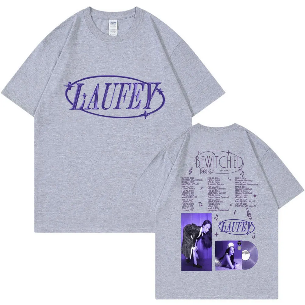 Laufey The Bewitched Tour 2024 Print T-Shirt Trendy Y2k Harajuku Short Sleeve Cotton Casual Oversized Men Women Tees Streetwear
