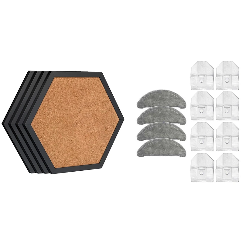 

12Pcs For Roidmi EVE Plus Robot Vacuum Cleaner Dust Bag Mop Cloth & 4 Packs Cork Board Pin Board, Cork Boards
