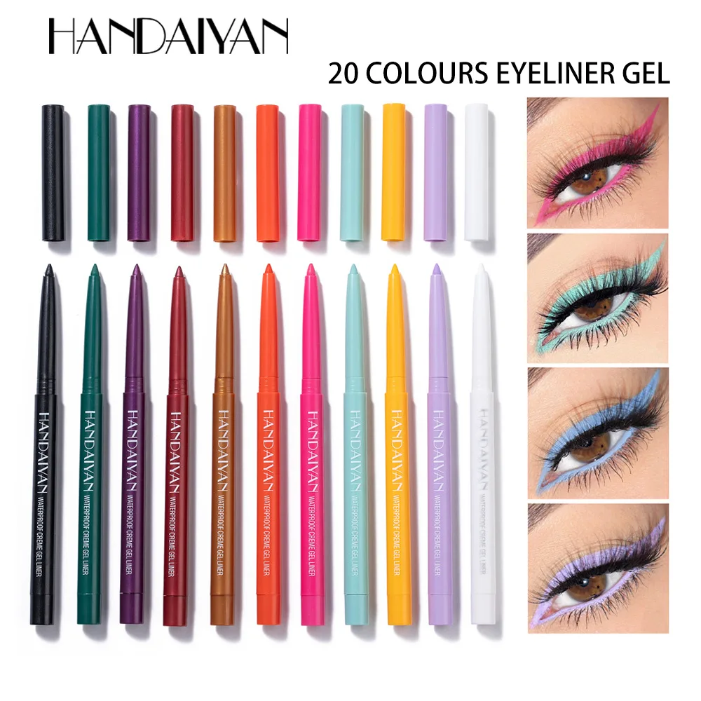 

20 Pcs/set HANDAIYAN Gel Eyeliner Pen Waterproof Sweatproof Quick-drying No Smudging Eyeliner Pen Ultra-fine Eyeliner Cosmetic