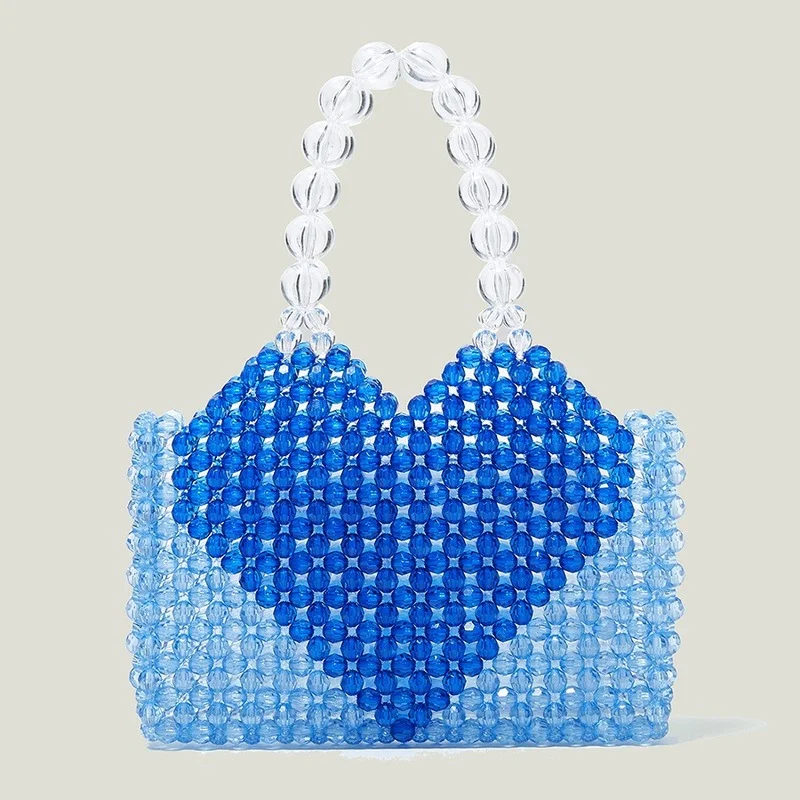 

Contrast Color Love Beaded Bag Woven Women's Bag Acrylic Transparent Bead Handbag Unique Design Women's Bag Purses and Handbags