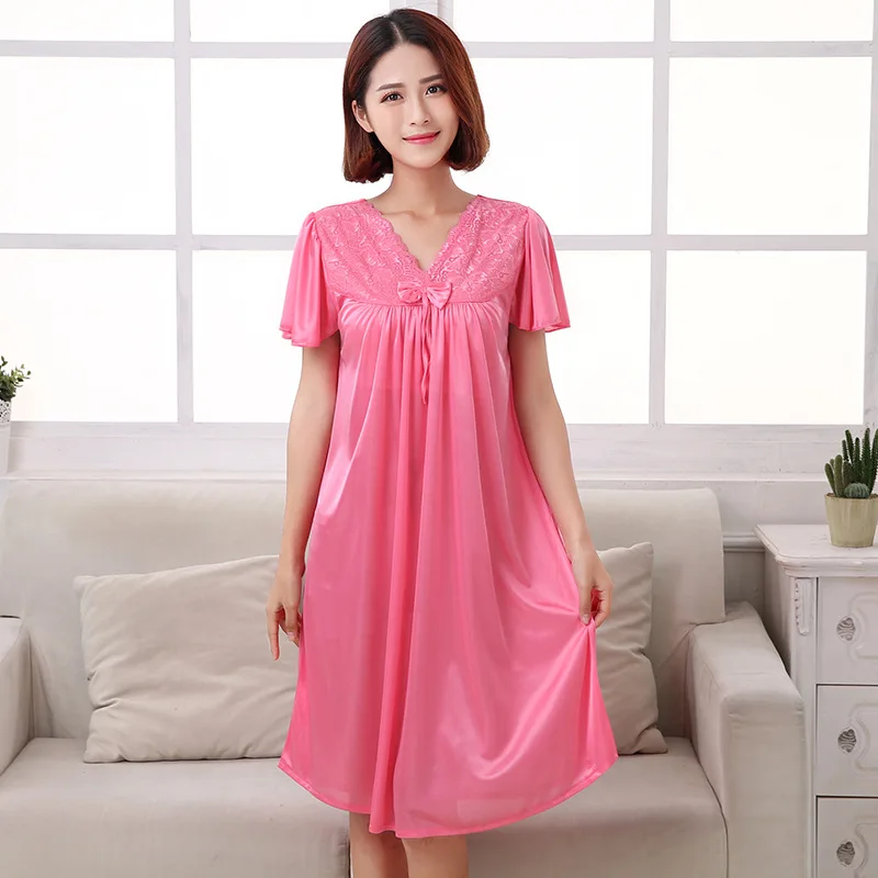 M-5XL Women Pijamas Night Dress Ladies Sleepwear Women Silk Nightgowns Sexy Sleepwear Sleeping Dress пижама женская