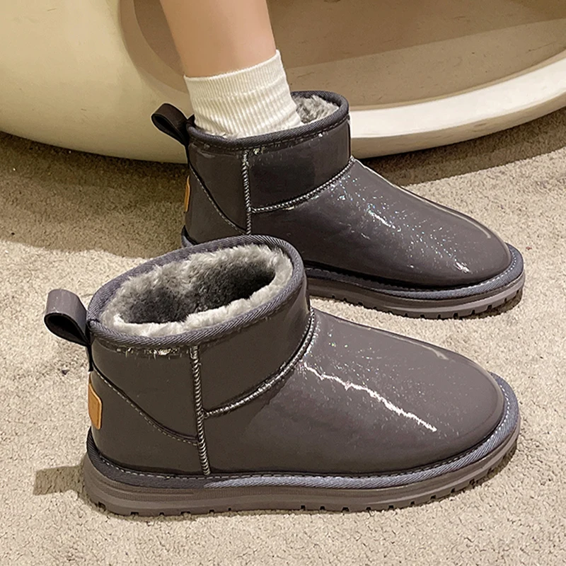 

Женские зимние ботинки на плоской платформе, Повседневная теплая удобная обувь для женщин, новинка зимы 2024, трендовые прогулочные ботинки с принтом