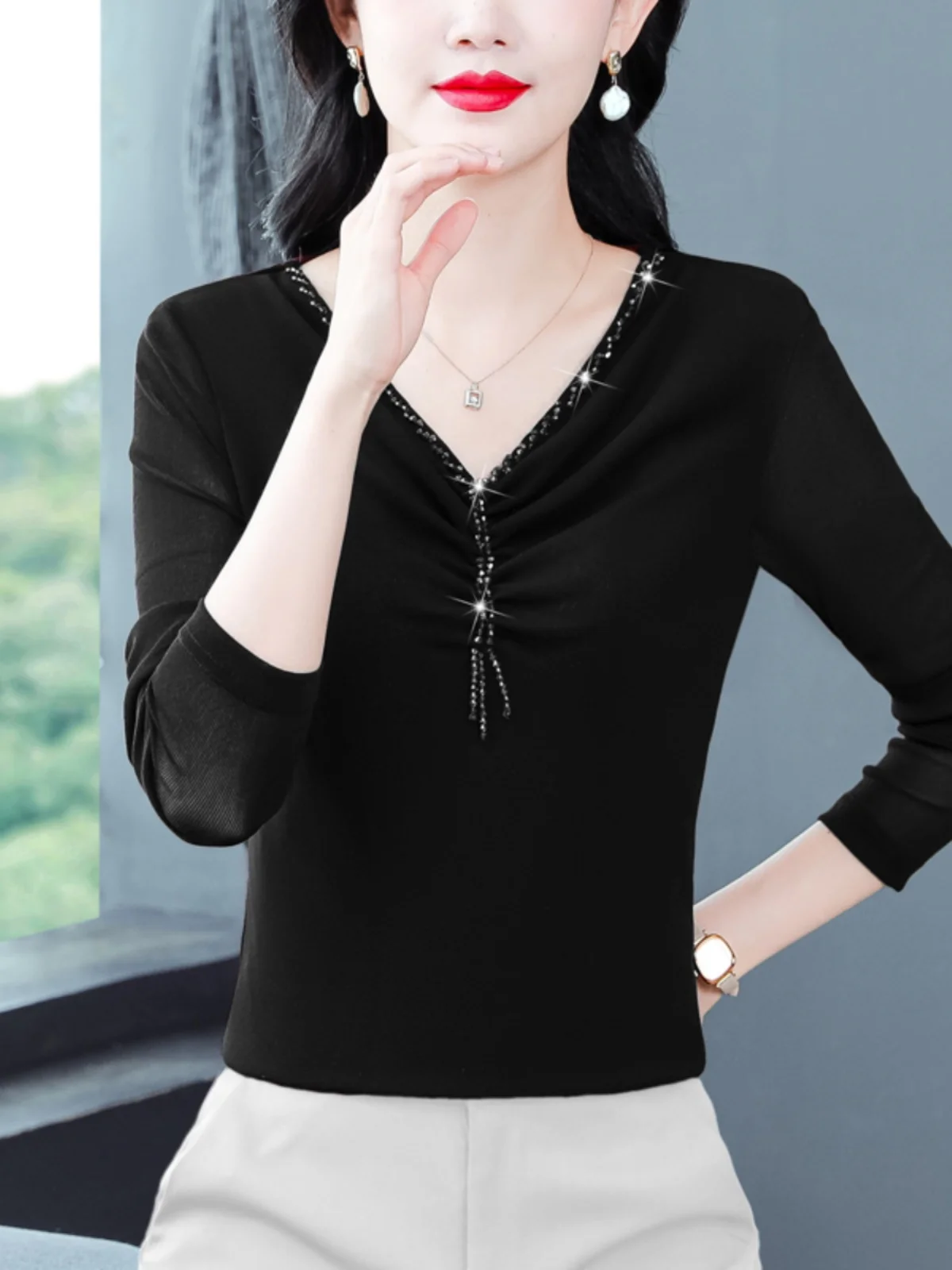 Hangzhou High end Big Brand Silk Shirts Women Long sleeves Shirt Small 2024 Autumn New Base Top