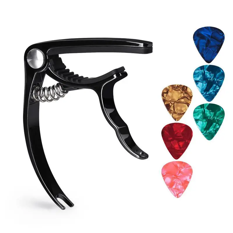 

NEW-Guitar Capo Guitar Accessories Trigger Capo with 6 Free Guitar Picks for Acoustic and Electric Guitars - Also Ukulele and Ba