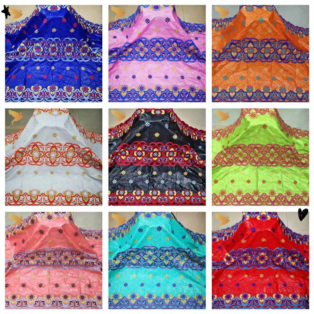 

Черный цвет Bazin богатая ткань 5 + 2 ярда высокое качество Гвинейская парча, ткань для одежды 100% хлопок вышивка Африканское кружево ткань